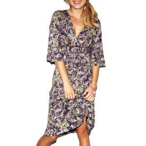 Boden Fireworks Purple yellow black Wrap Dress 6